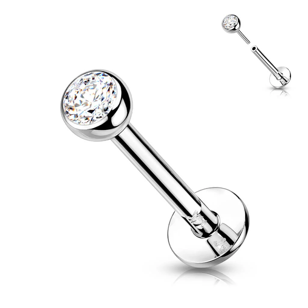 Złoto 585 labret okrągła cyrkonia push-in - Image 4