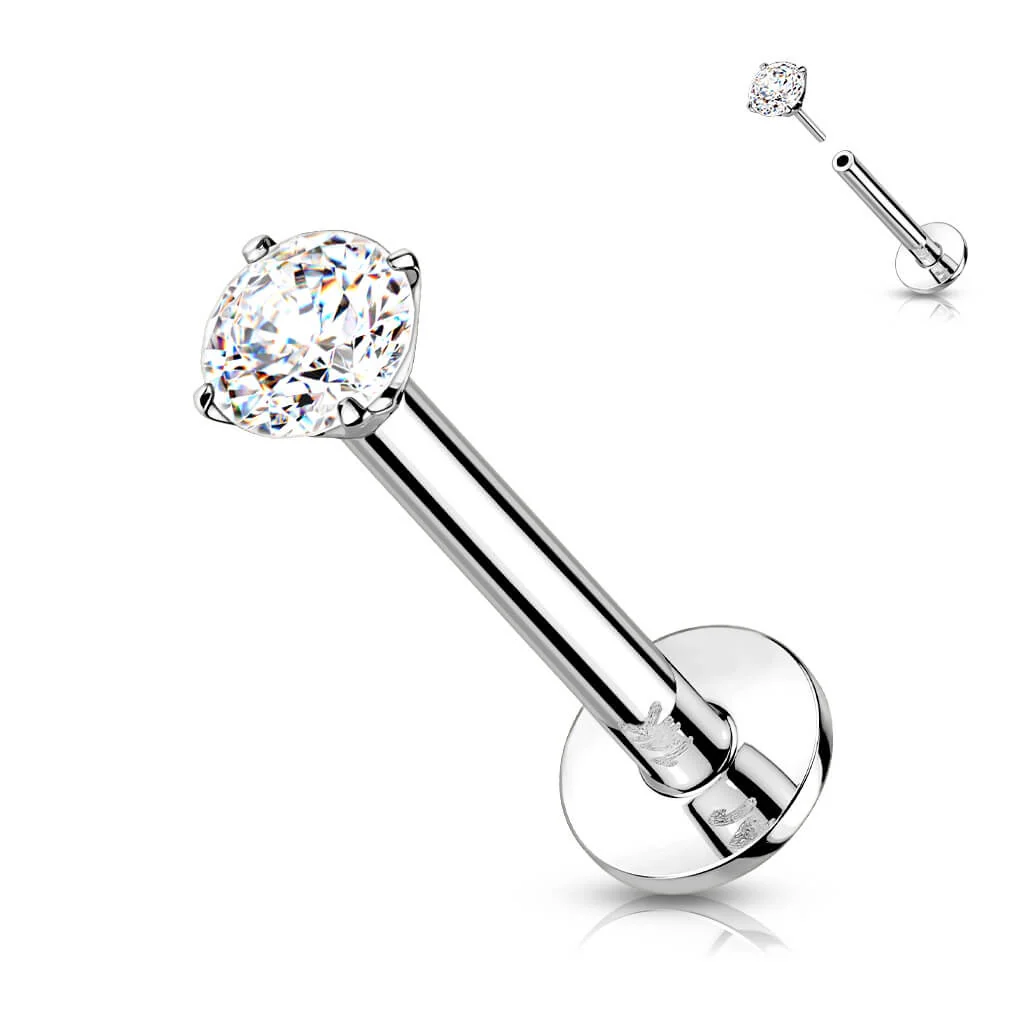 Złoto 585 labret okrągła cyrkonia push-in - Image 5