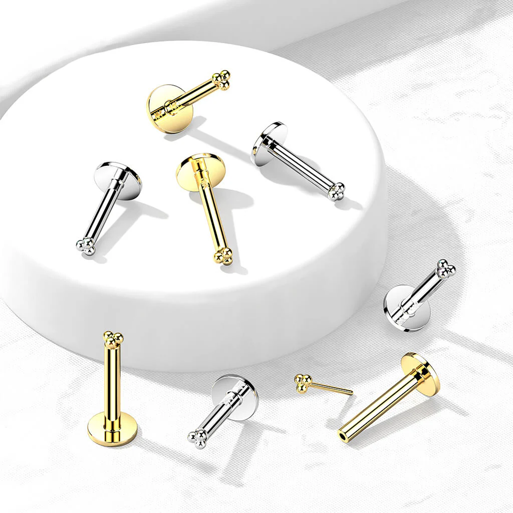 Złoto 585 labret trzy kulki push-in - Image 2