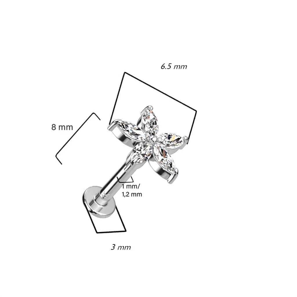 Złoto 585 labret kwiatek cyrkonia push-in - Image 4