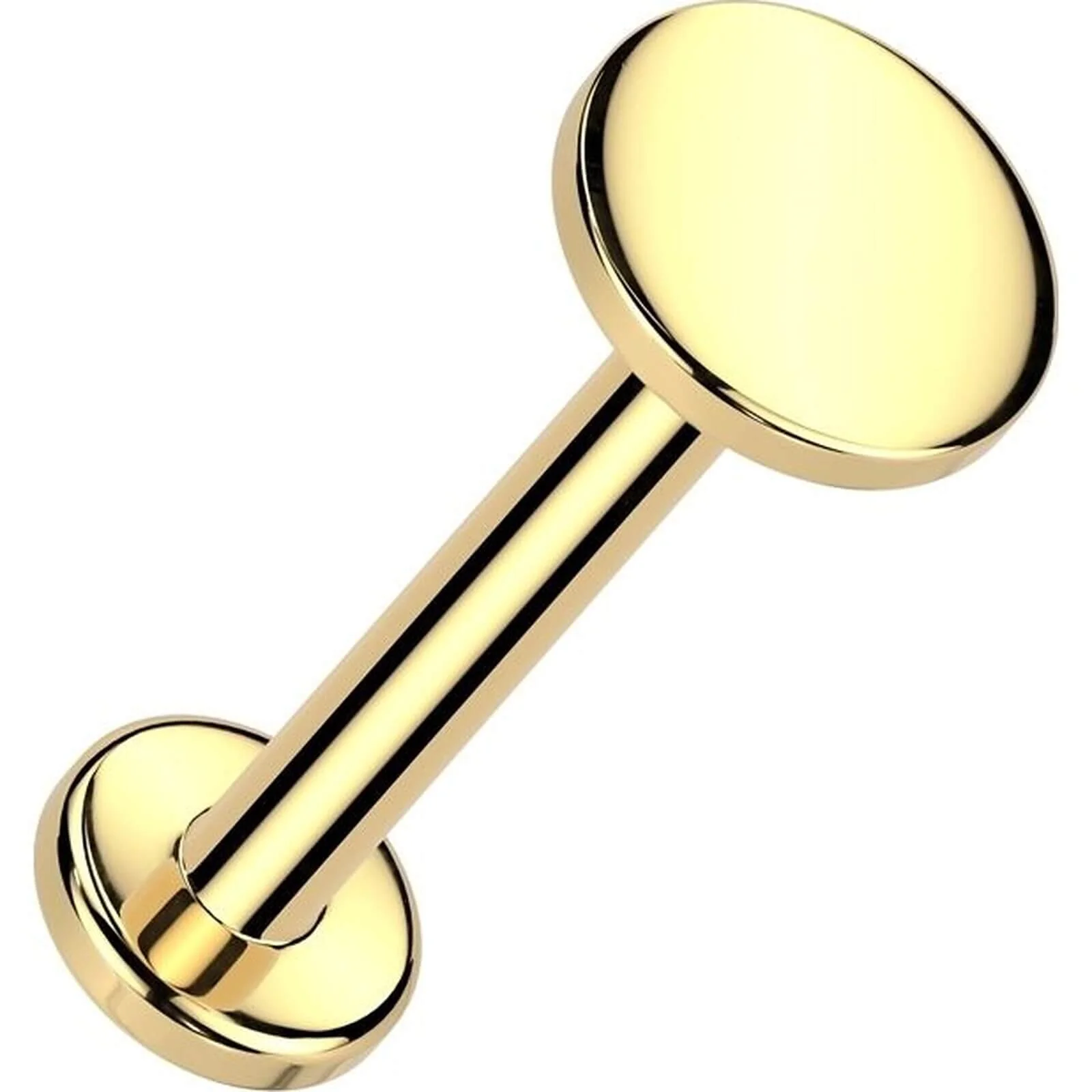 Złoto 585 labret kolczyk do nosa okrągły push-in