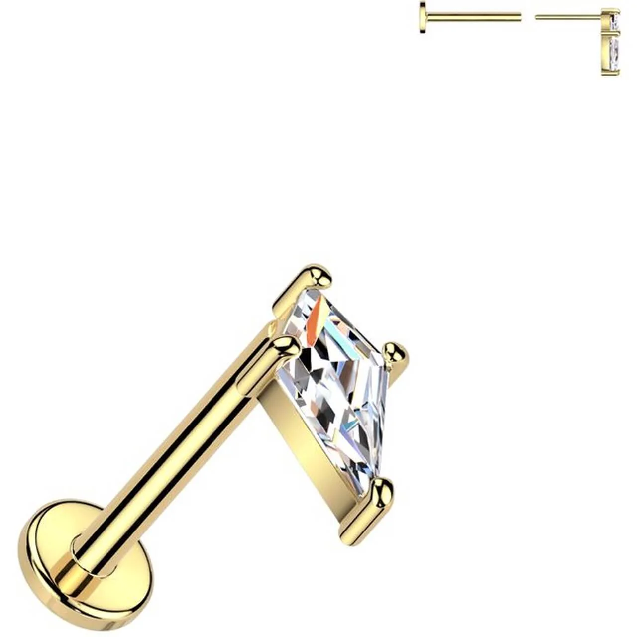 Złoto 585 labret cyrkonia włócznia push-in - Image 2