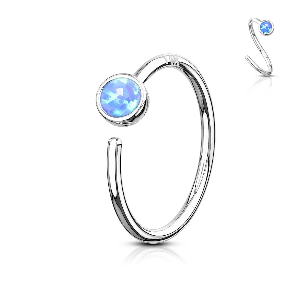 Złoto 585 kółko opal kolczyk rozginany - Image 4