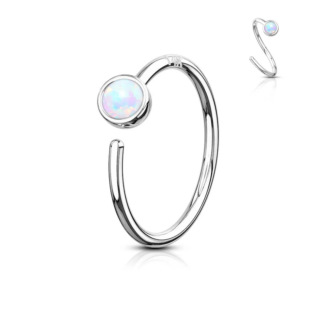 Złoto 585 kółko opal kolczyk rozginany - Image 5