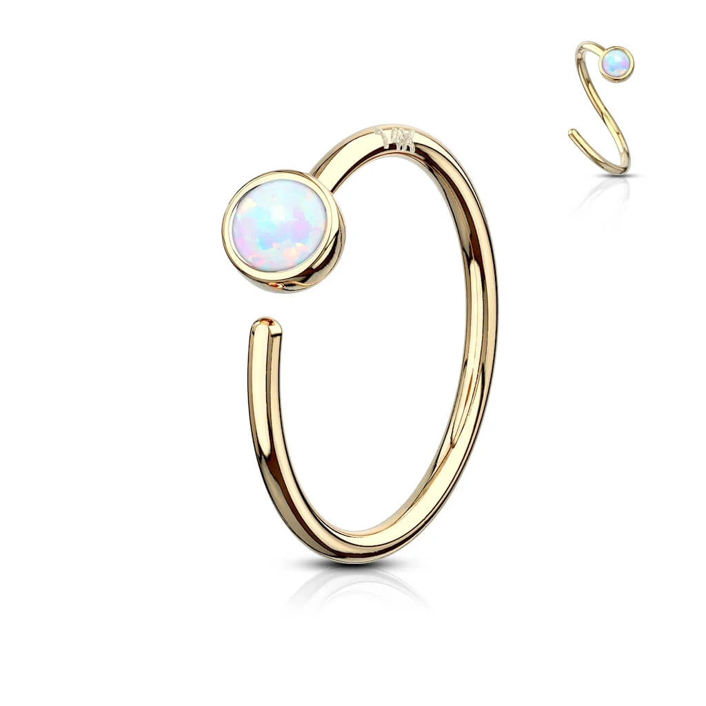 Złoto 585 kółko opal kolczyk rozginany - Image 7