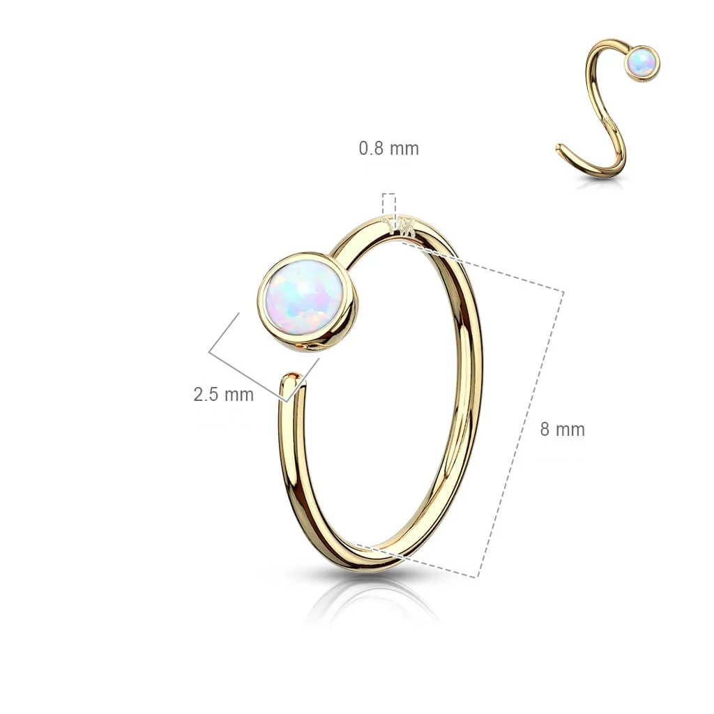 Złoto 585 kółko opal kolczyk rozginany - Image 8