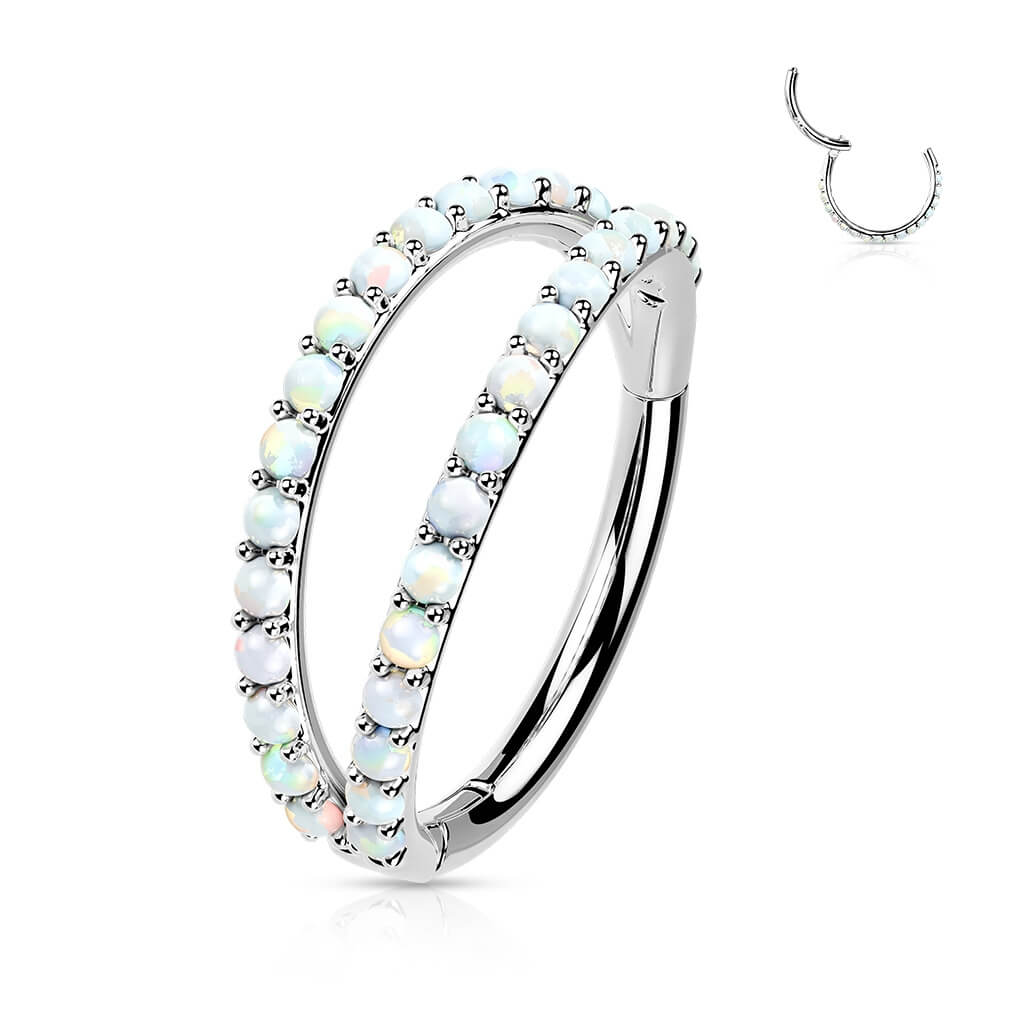 Złoto 585 kółko trójwymiarowe cyrkonia opal clicker - Image 4