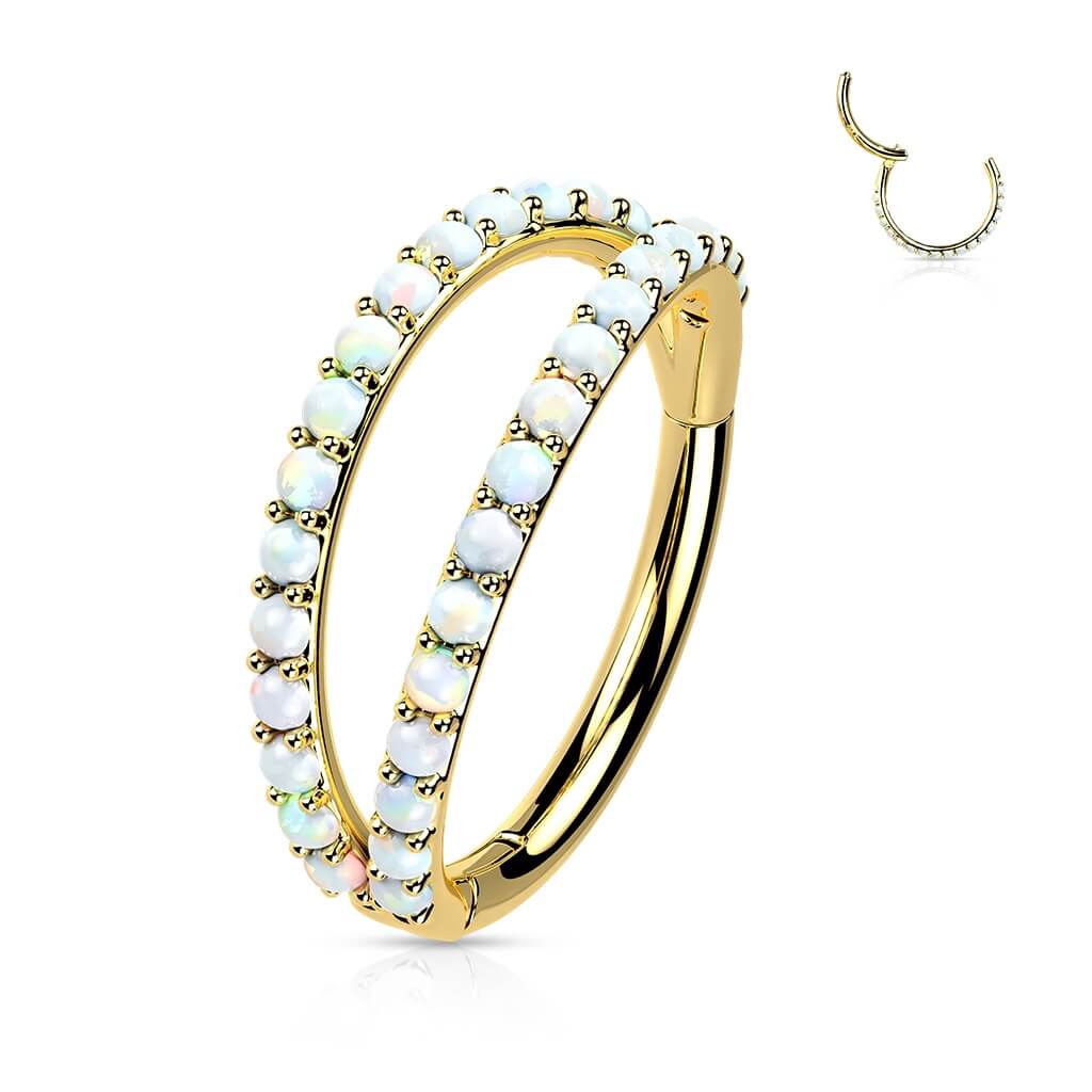 Złoto 585 kółko trójwymiarowe cyrkonia opal clicker - Image 6