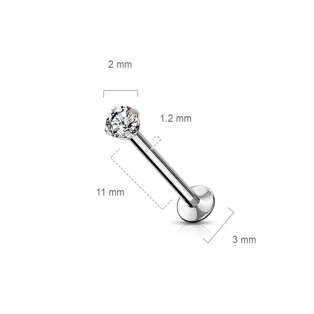 Labret cyrkonia oprawa bezel srebrny Push-in - Image 4