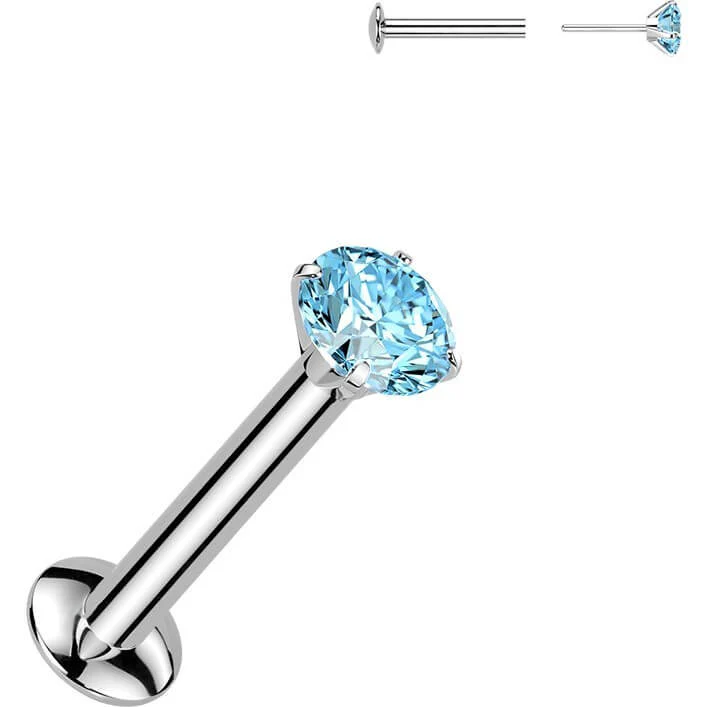 Labret cyrkonia oprawa bezel srebrny Push-in - Image 5