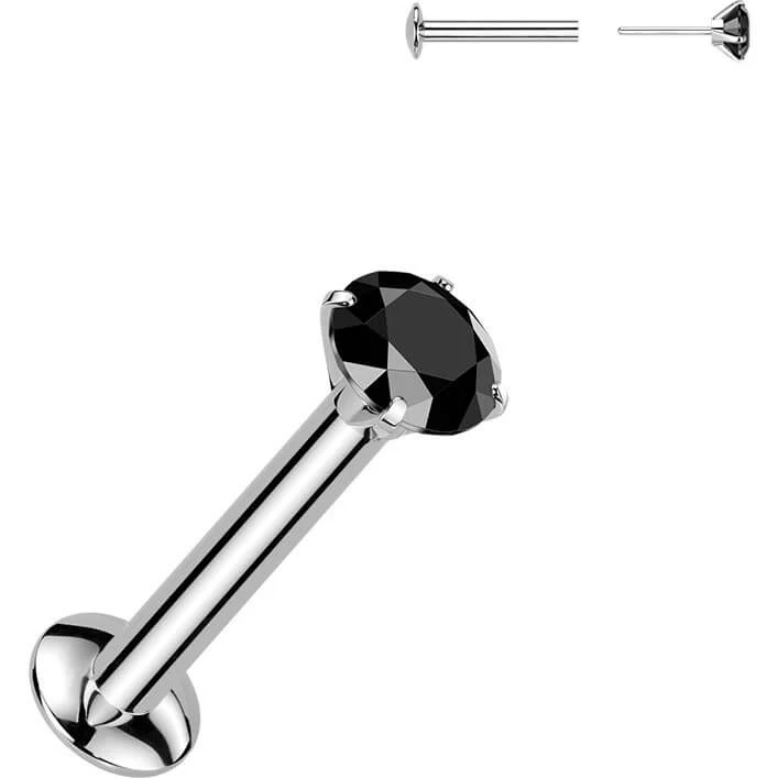 Labret cyrkonia oprawa bezel srebrny Push-in - Image 7