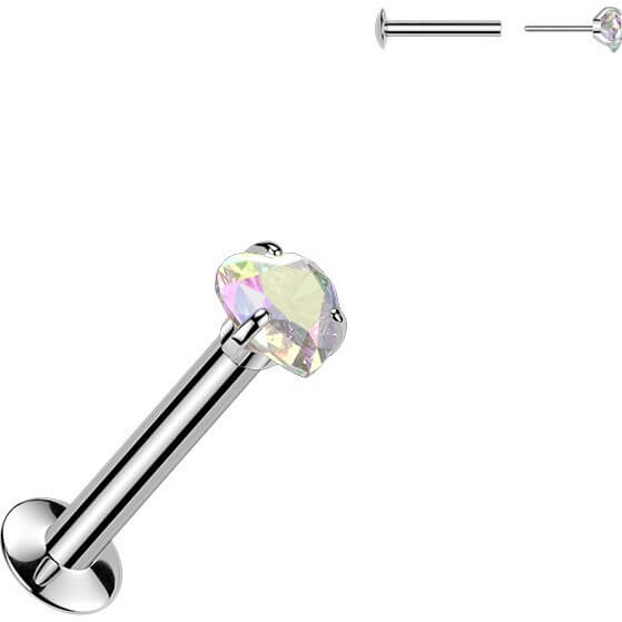 Labret serce cyrkonia w pazurkach push-in - Image 5