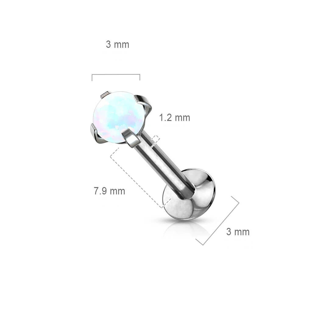 Labret opal okrągły w łapkach srebrny - Image 9