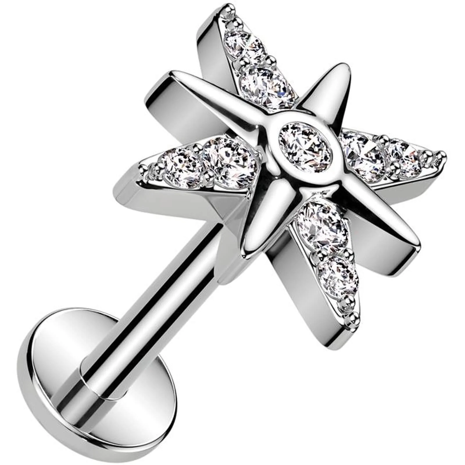 Labret gwiazdka cyrkonia push-in
