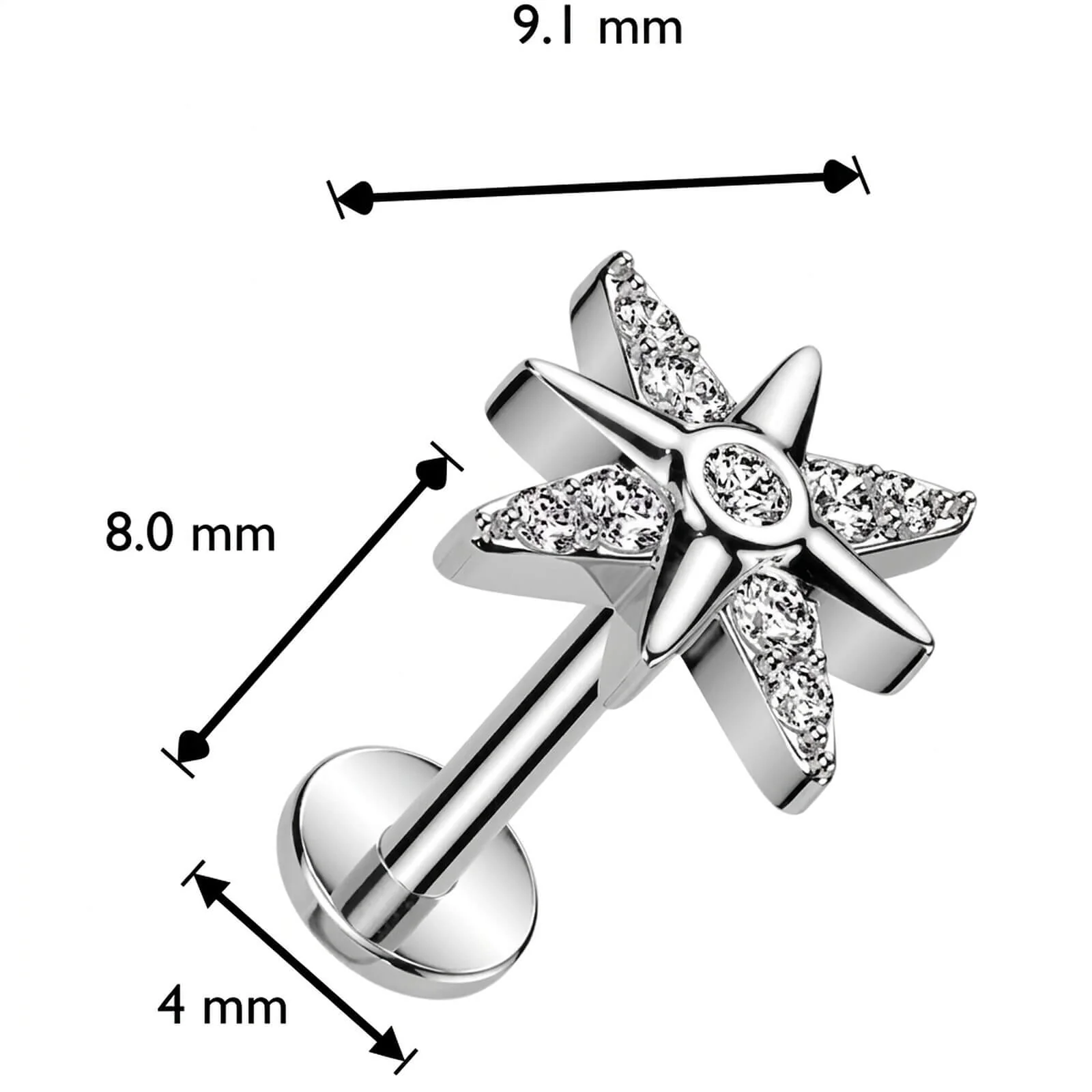 Labret gwiazdka cyrkonia push-in - Image 4