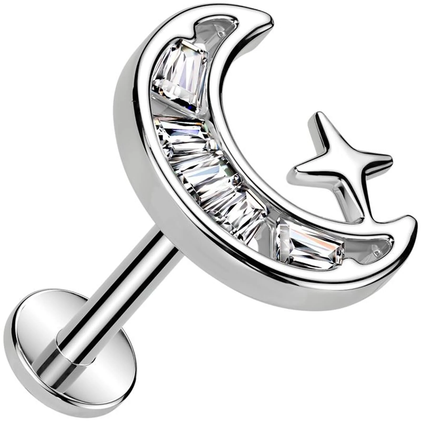 Labret księżyc gwiazdka cyrkonia push-in