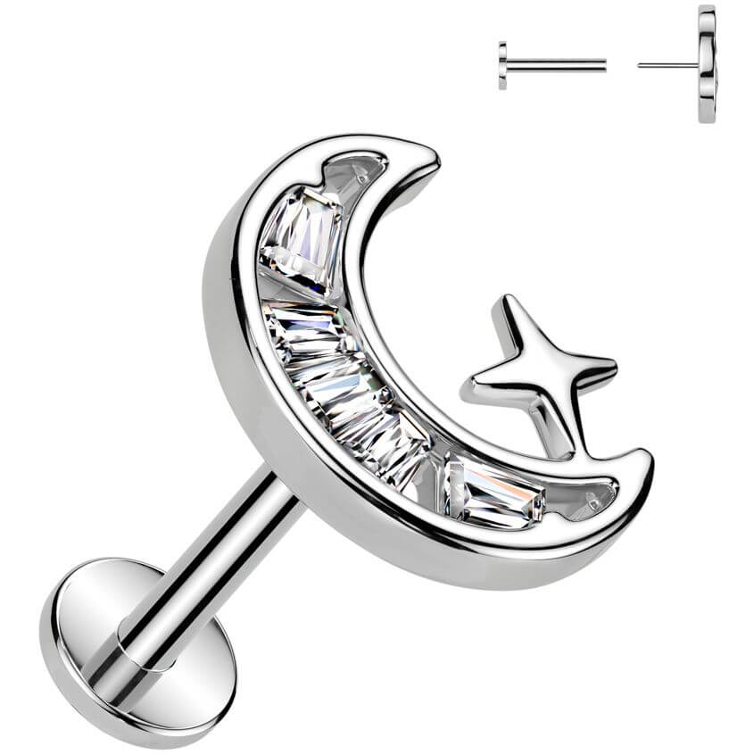 Labret księżyc gwiazdka cyrkonia push-in - Image 2