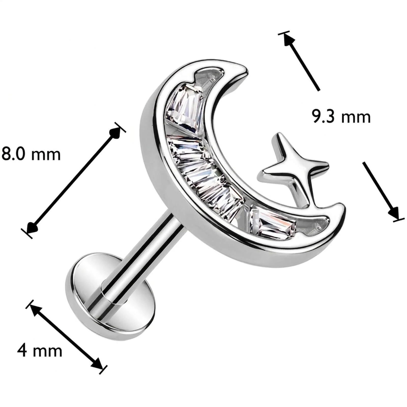 Labret księżyc gwiazdka cyrkonia push-in - Image 4