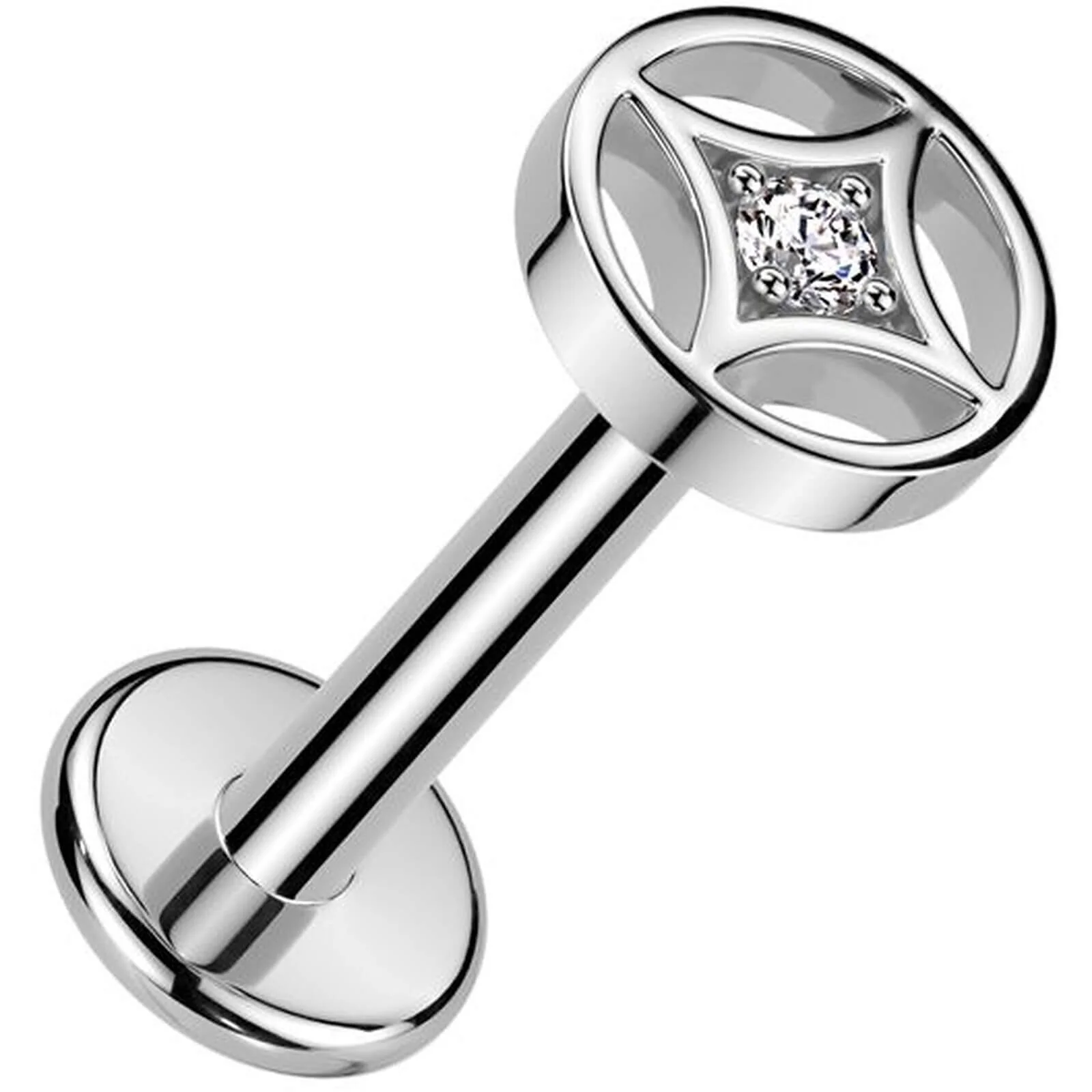 Labret gwiazda czteroramienna cyrkonia push-in