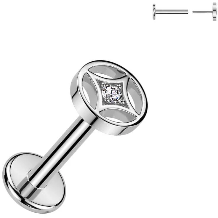Labret gwiazda czteroramienna cyrkonia push-in - Image 2
