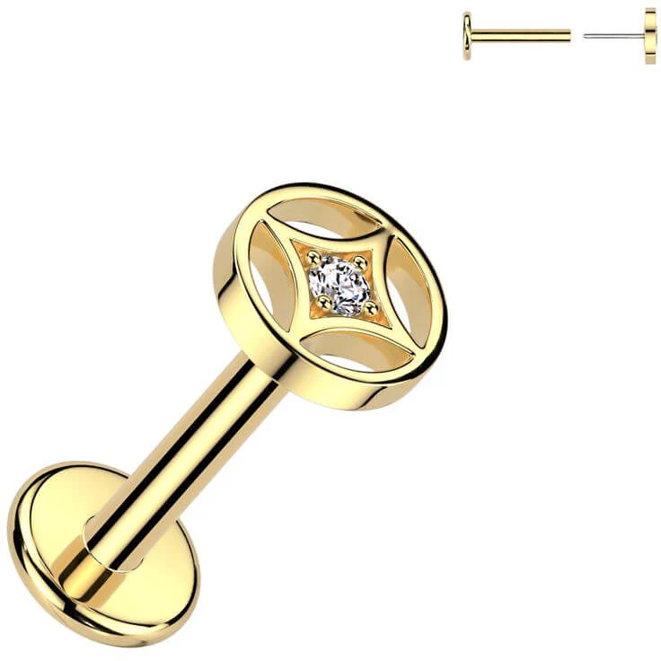 Labret gwiazda czteroramienna cyrkonia push-in - Image 3