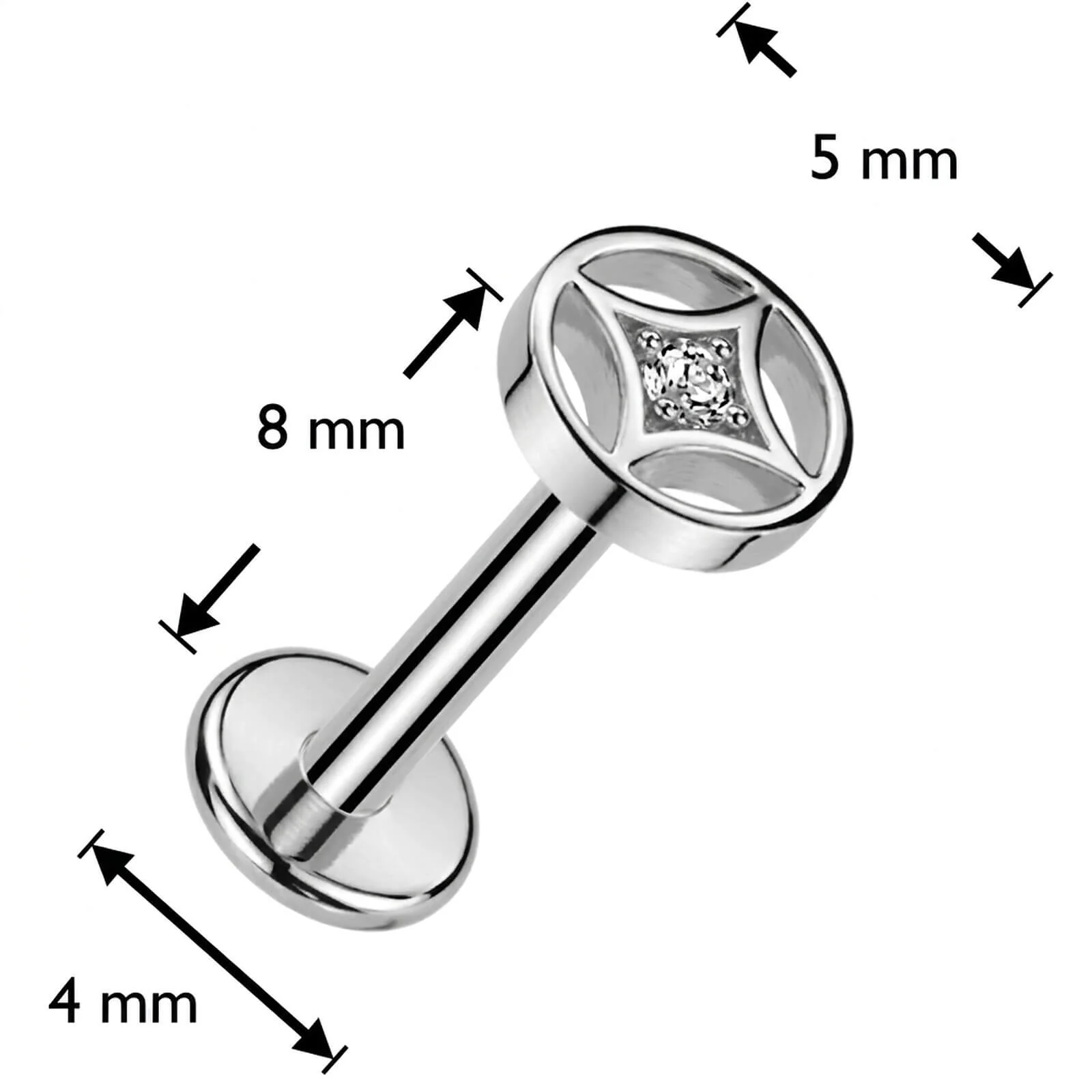 Labret gwiazda czteroramienna cyrkonia push-in - Image 4