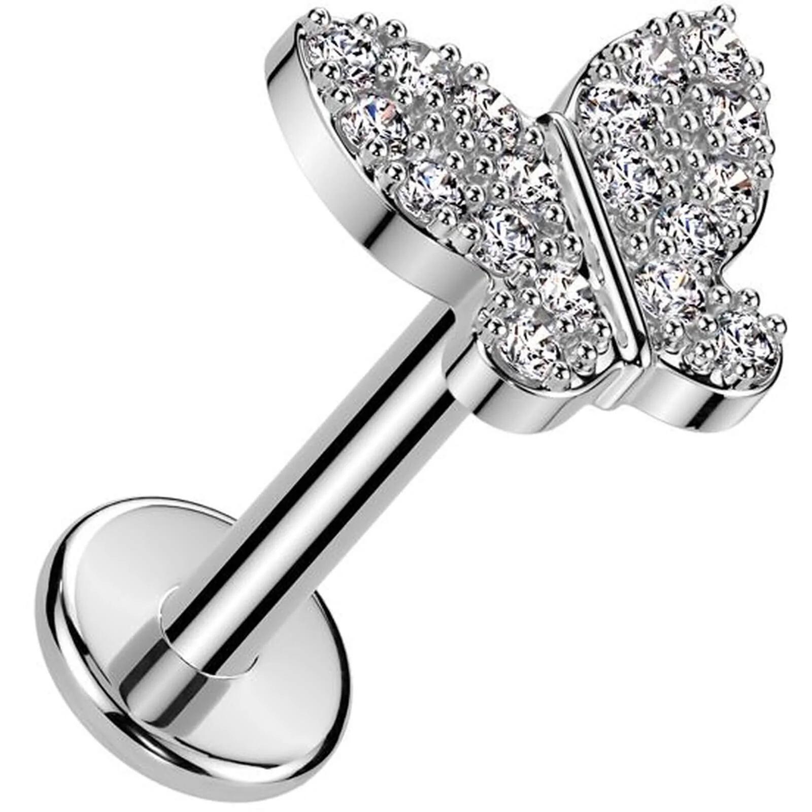 Labret motylek cyrkonia push-in