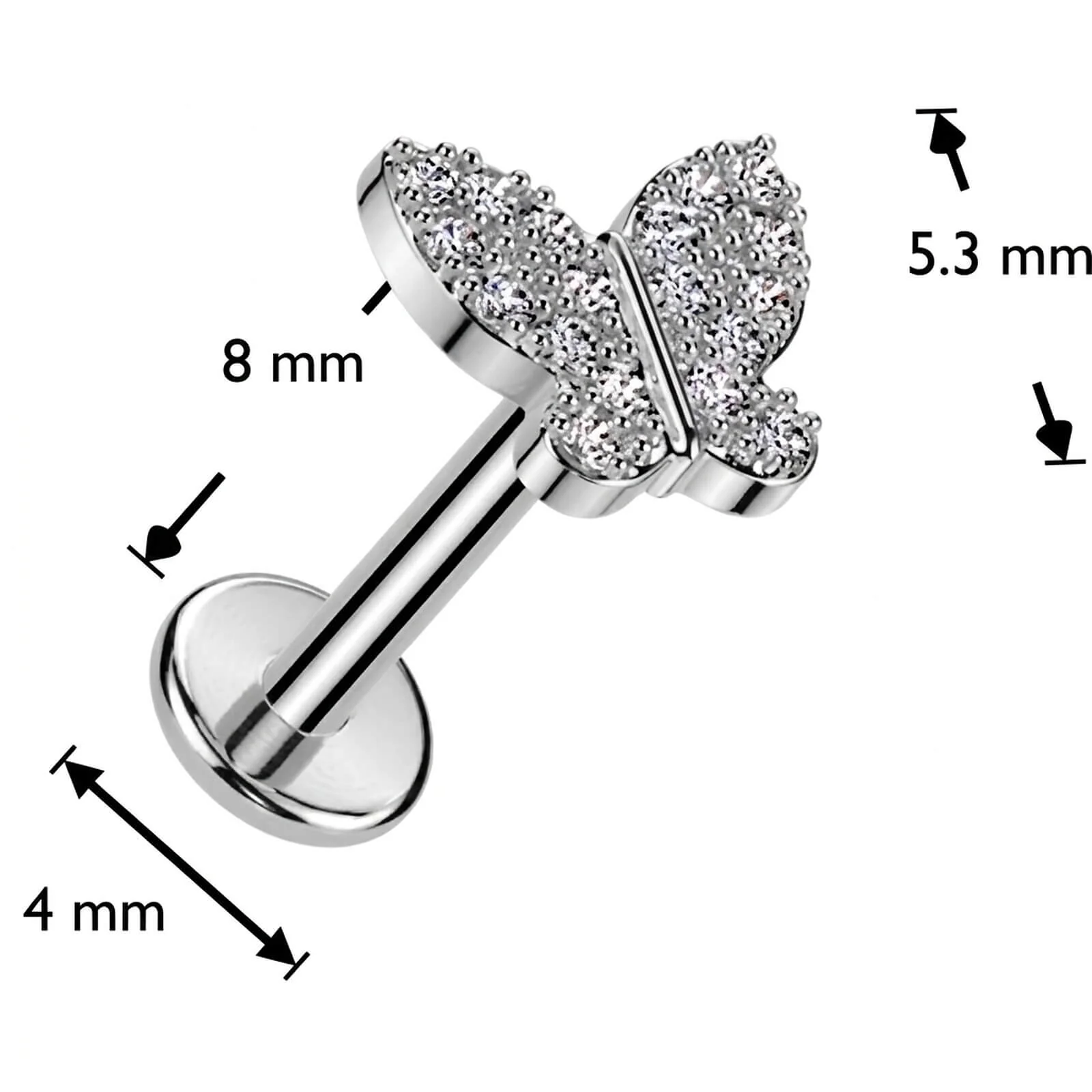 Labret motylek cyrkonia push-in - Image 4
