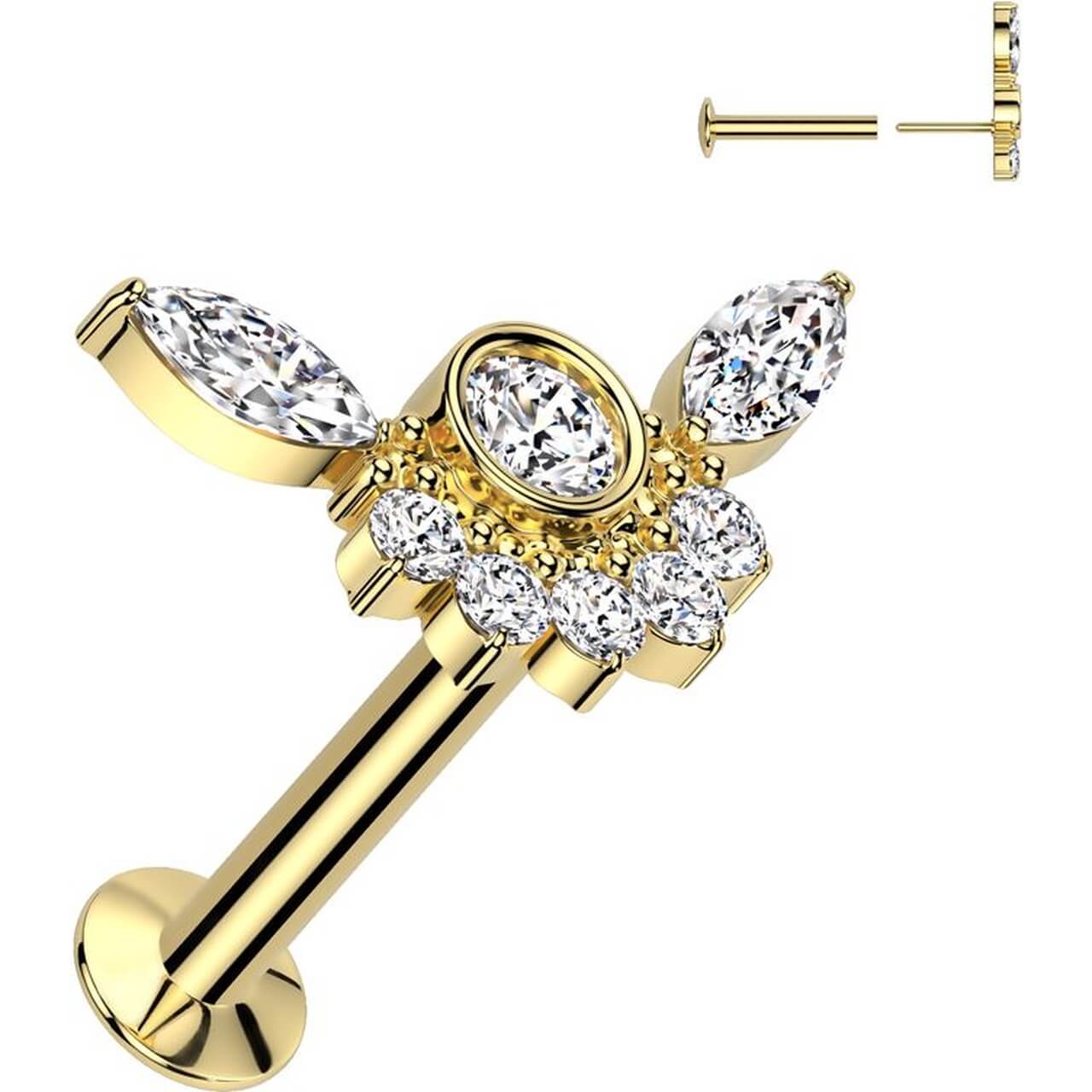 Labret cyrkonia oprawa bezel otoczona cyrkoniami push-in - Image 3