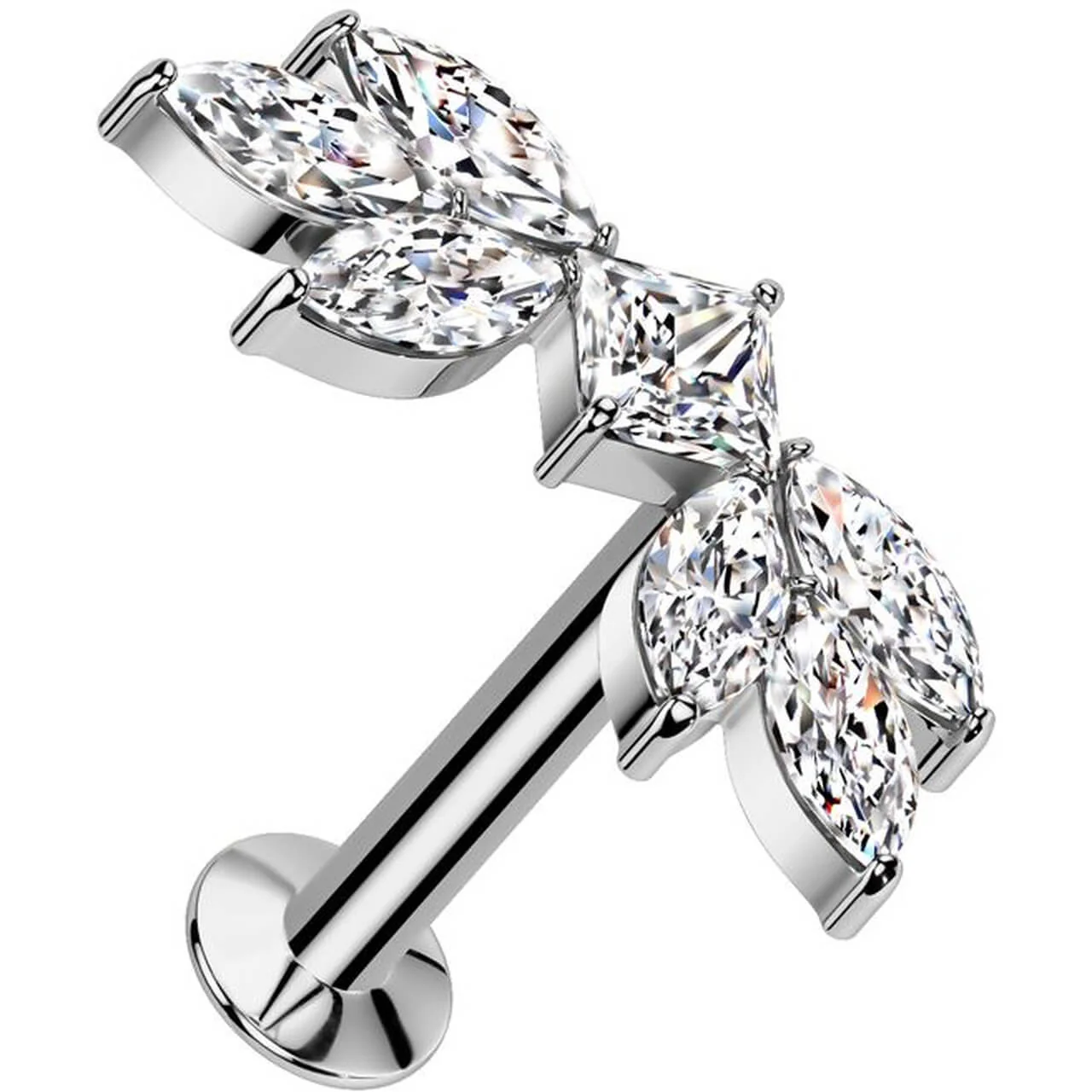 Labret cyrkonia szlif markizowy push-in
