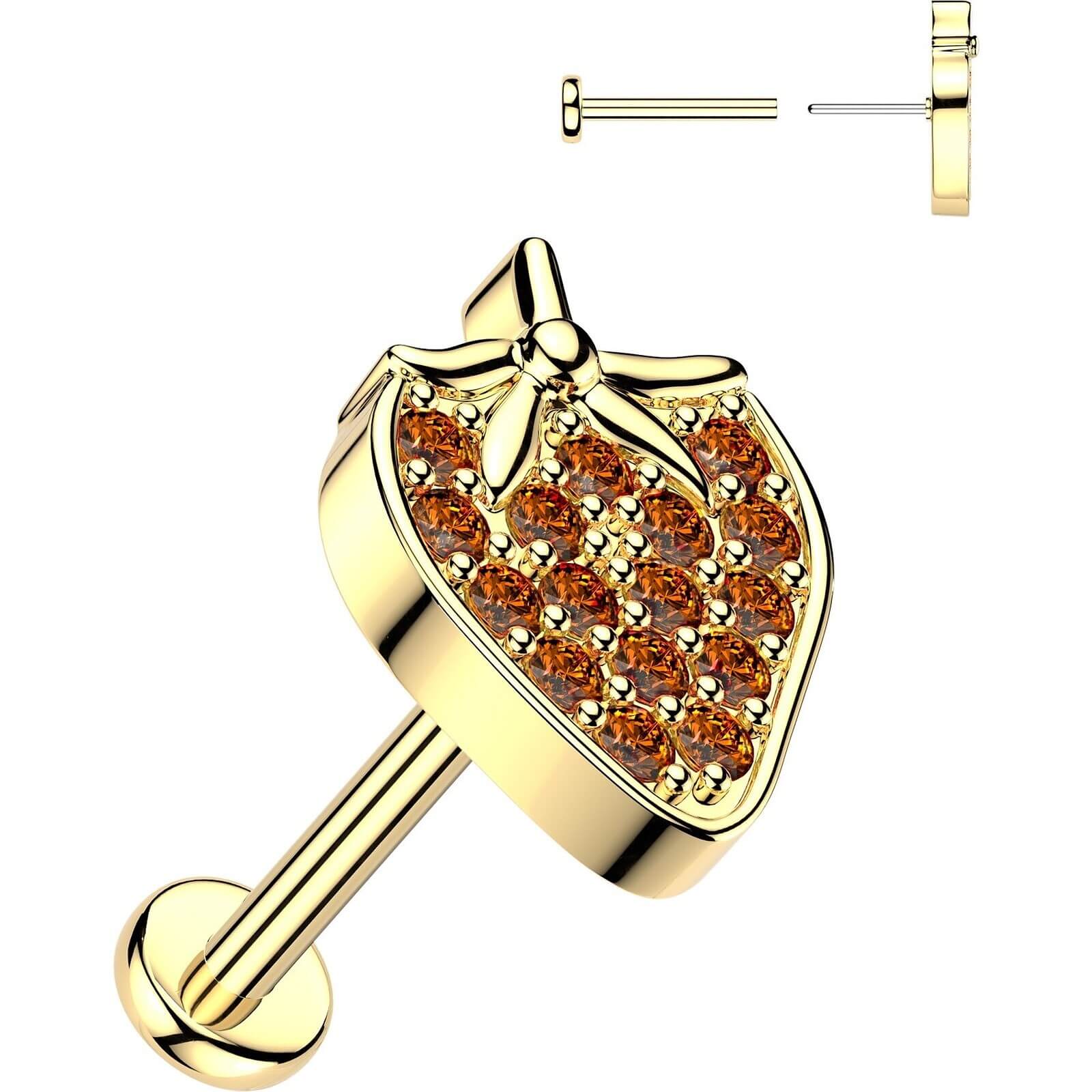 Labret truskawka pave z cyrkoniami push-in - Image 3