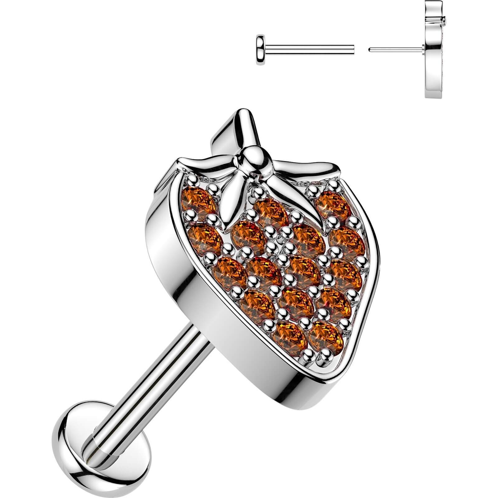 Labret truskawka pave z cyrkoniami push-in - Image 4
