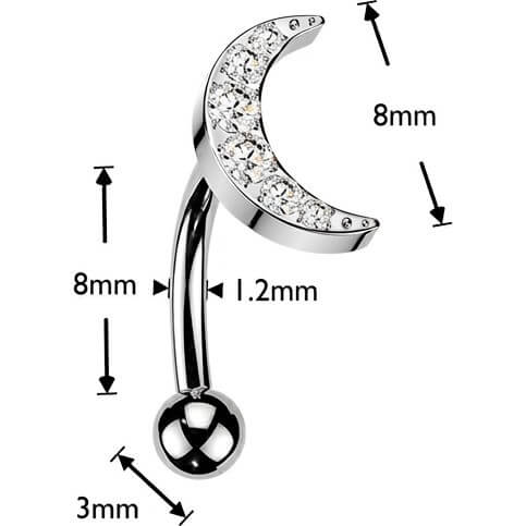 Tytan banan półksiężyc z 6 cyrkoniami cnc push-in - Image 2