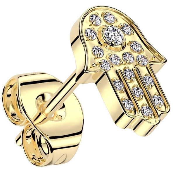 Tytan hamsa oprawa pave cyrkonia push-in - Image 2