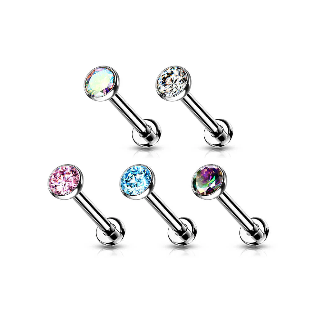 Tytan labret okrągła cyrkonia push-in - Image 2