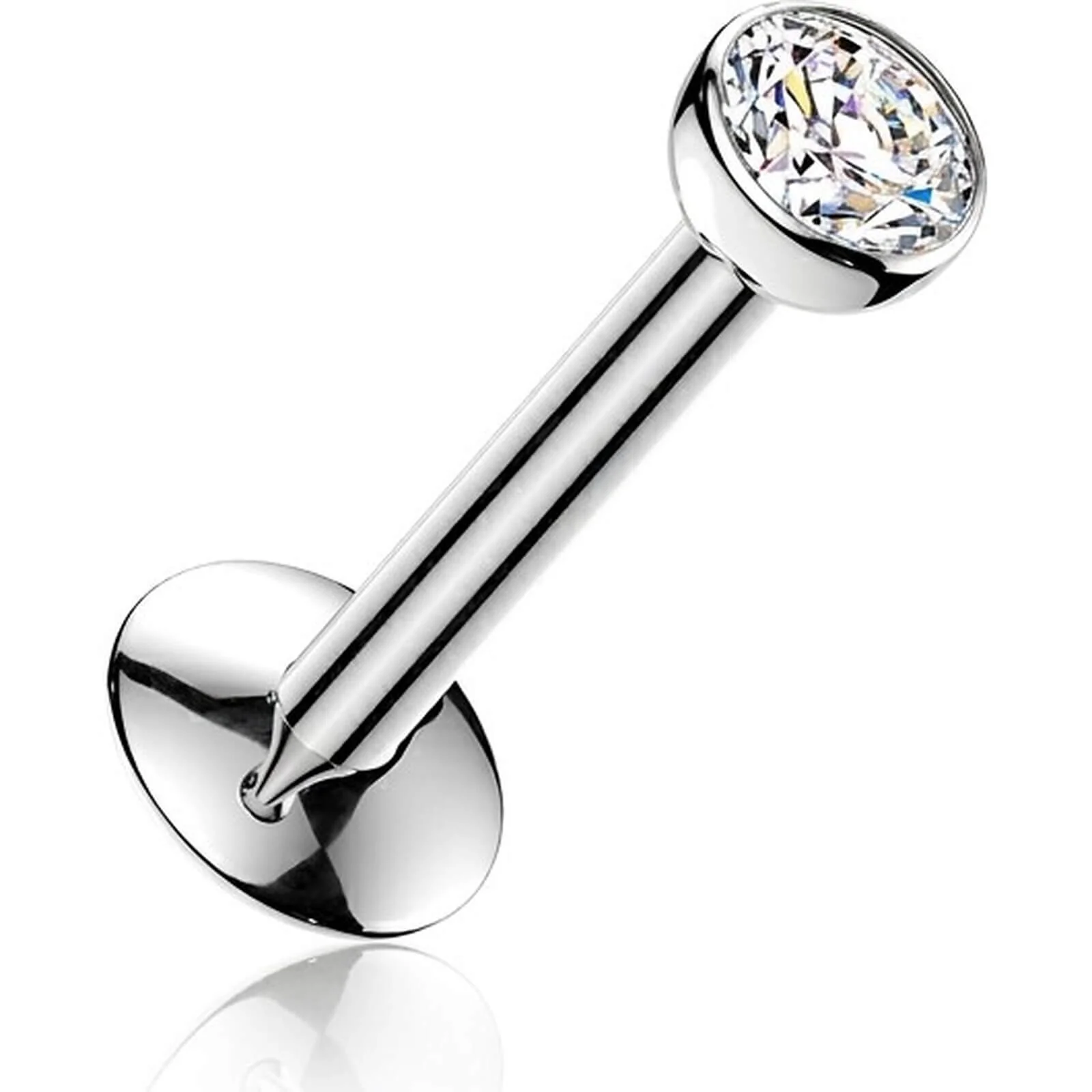 Tytan labret kulka z cyrkonią w ramce push-in