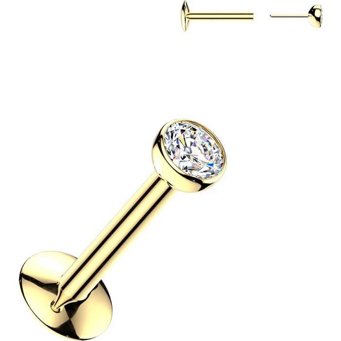 Tytan labret kulka z cyrkonią w ramce push-in - Image 2