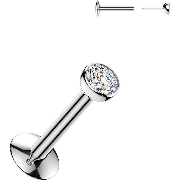Tytan labret kulka z cyrkonią w ramce push-in - Image 3