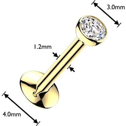 Tytan labret kulka z cyrkonią w ramce push-in - Image 4