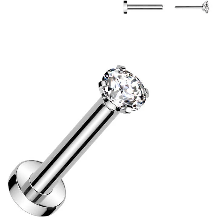 Tytan labret cyrkonia srebrny push-in - Image 4