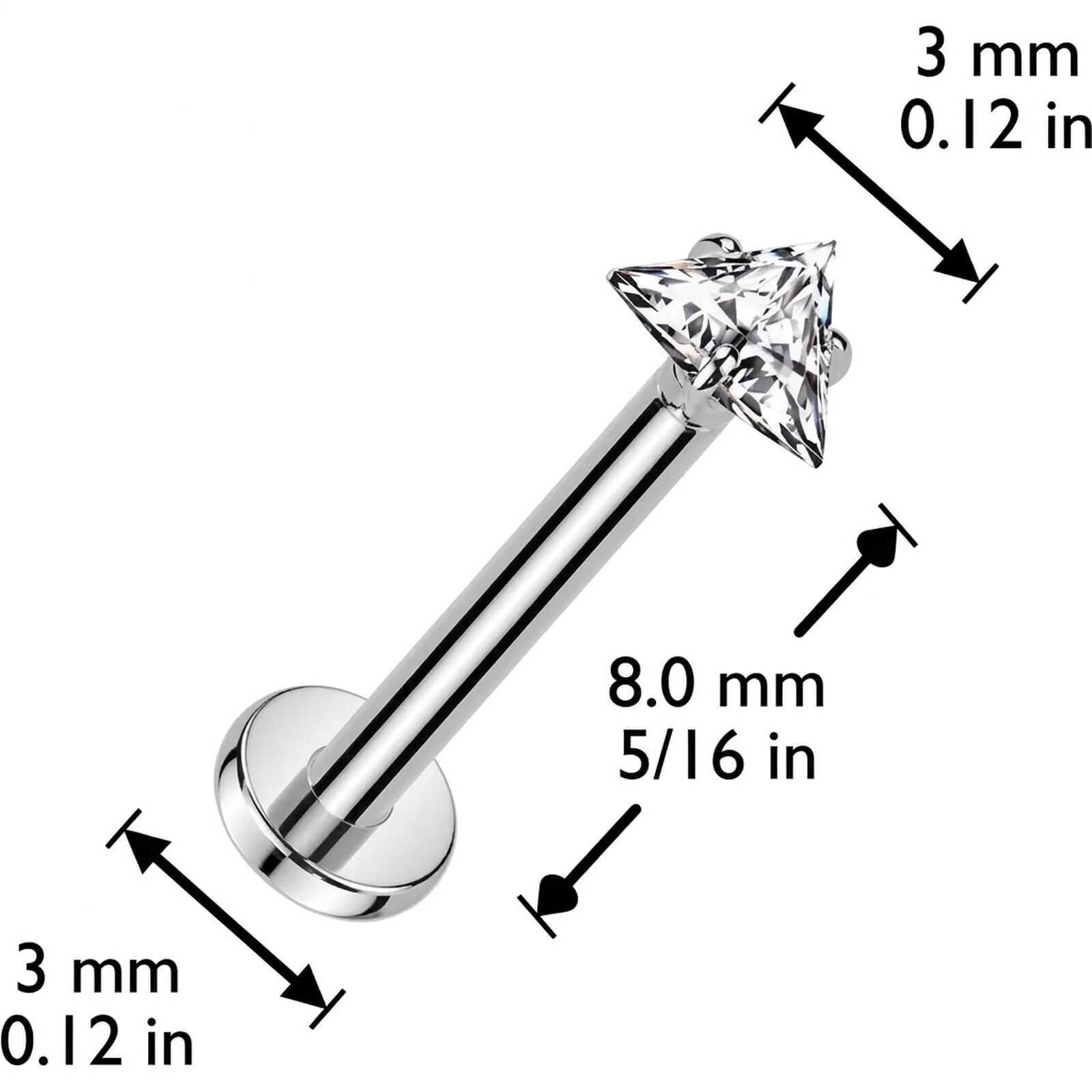 Tytan labret trójkąt cyrkonia push-in - Image 4