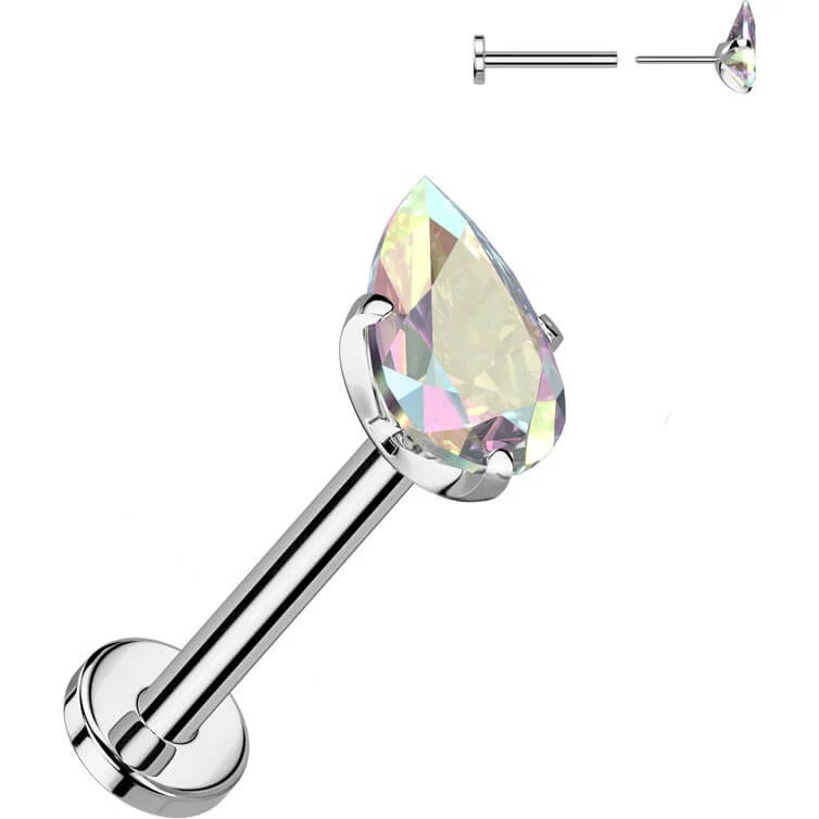 Tytan labret łezka cyrkonia push-in - Image 6