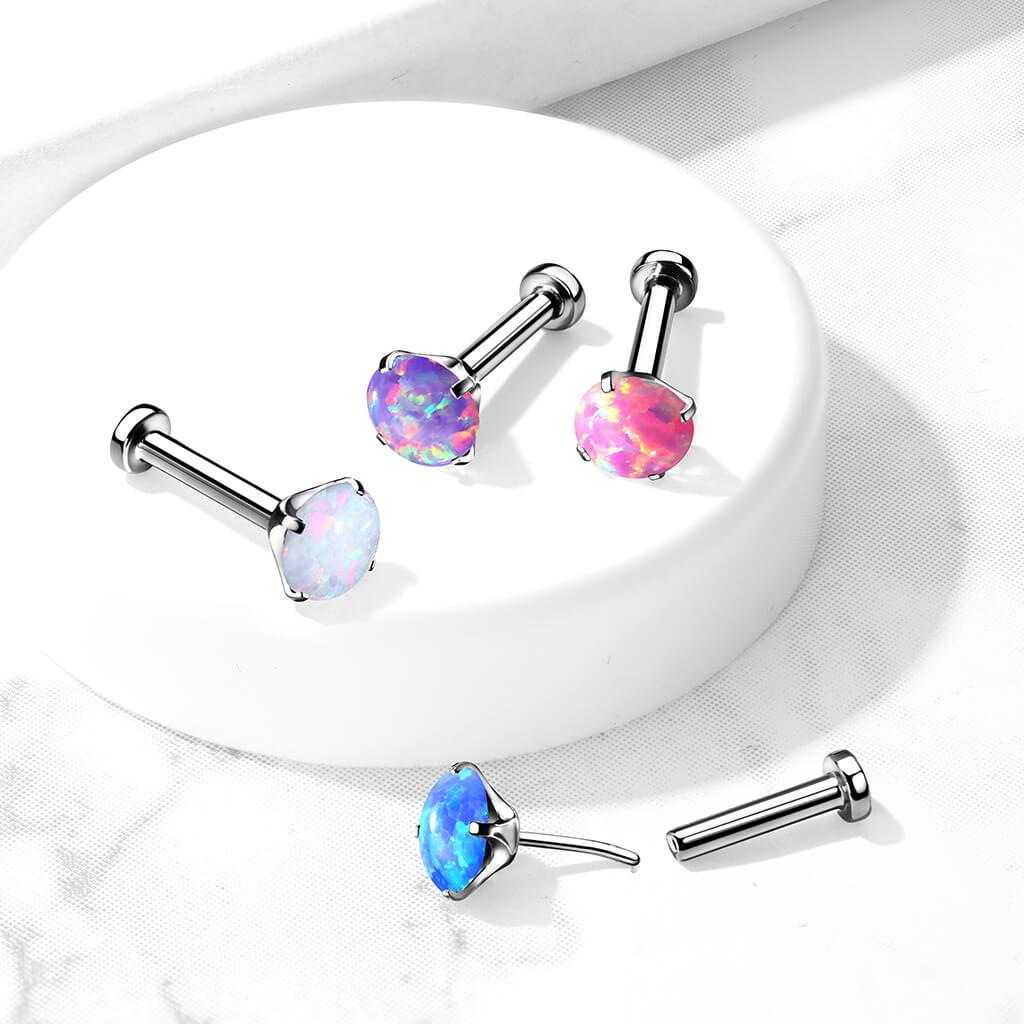 Tytan labret opal srebrny push-in - Image 4