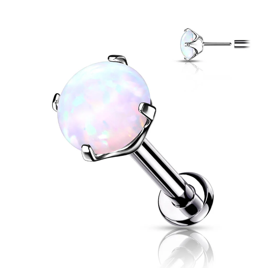 Tytan labret opal srebrny push-in - Image 6