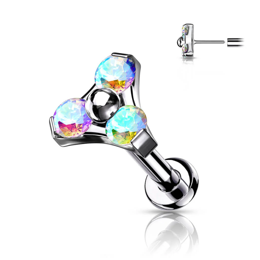 Tytan labret trójkąt cyrkonia srebrny push-in - Image 5