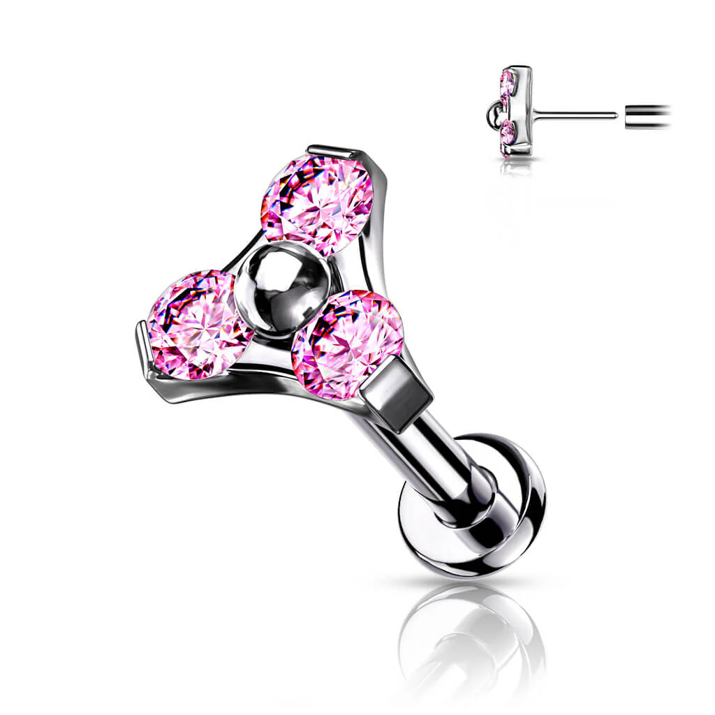 Tytan labret trójkąt cyrkonia srebrny push-in - Image 7