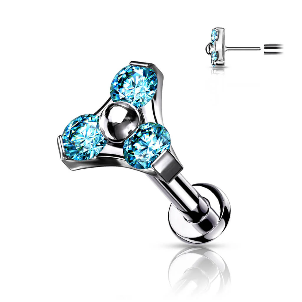 Tytan labret trójkąt cyrkonia srebrny push-in - Image 8