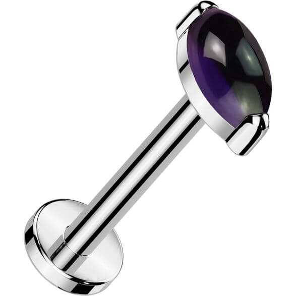 Tytan labret kamień naturalny szlif markizowy push-in - Image 3