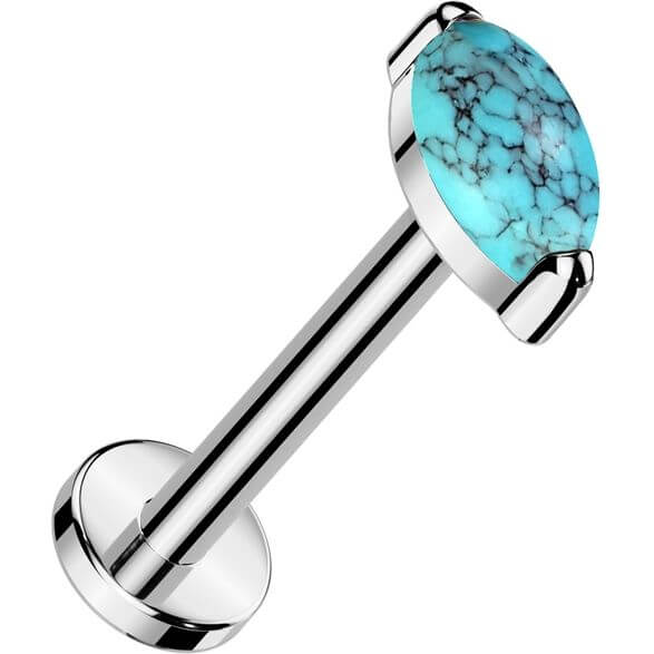 Tytan labret kamień naturalny szlif markizowy push-in - Image 5