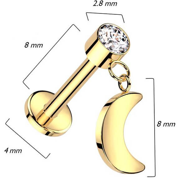 Tytan labret księżyc oprawa bezel cyrkonia push-in - Image 6